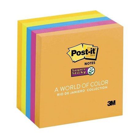 POST-IT Sticky note 086844 3 x 3 In. Plain Super Sticky Note Standard Pack; Jewel Pop; Pack - 5 86844